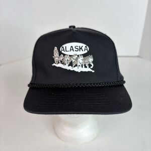 Vintage Alaska Sled Dog SnapBack Hat, Cord, Black, Headliners